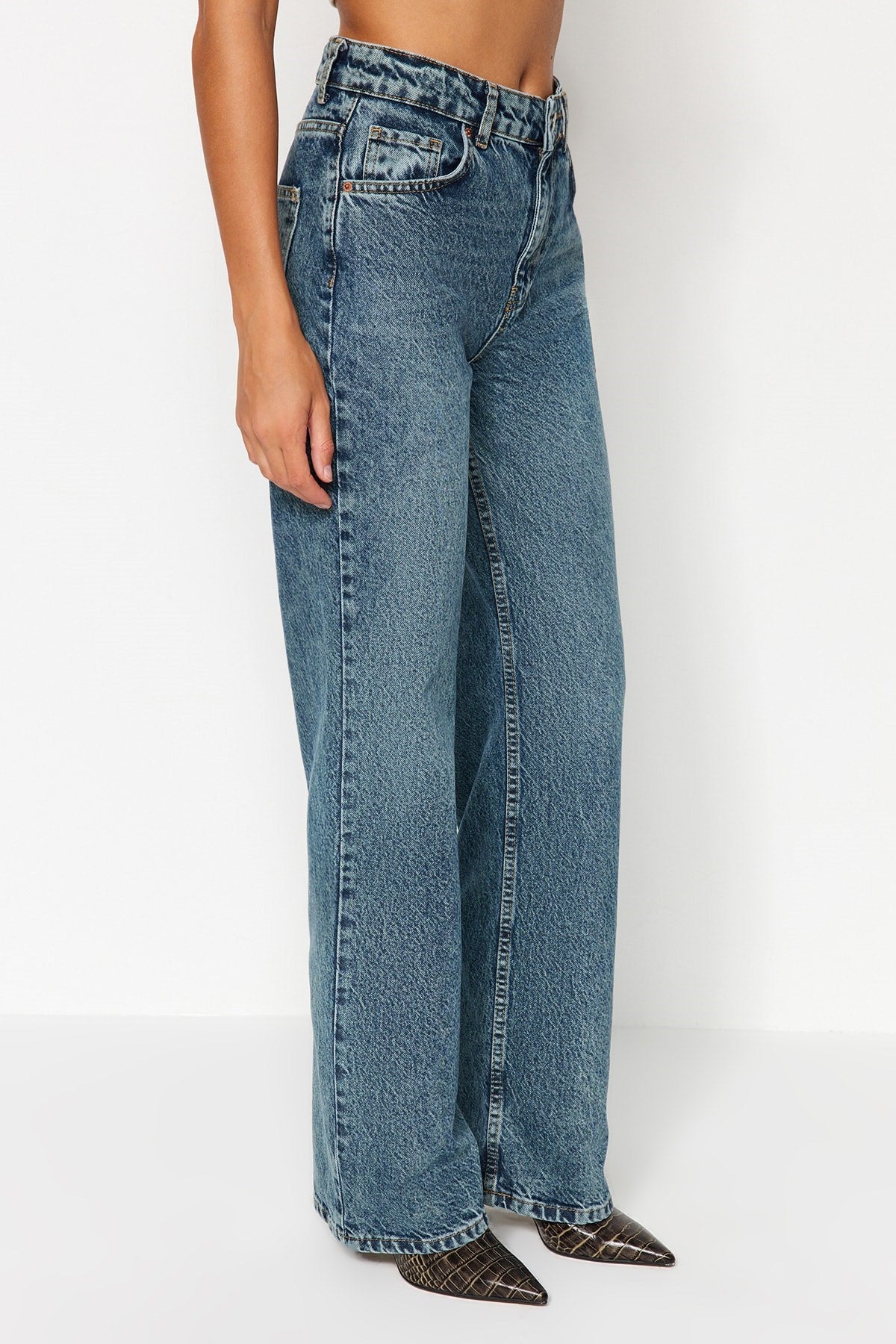 Anthracite High Waist Wide Leg Jeans Twoaw24je00089