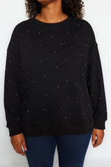 Black Thick Staple Detailed Knitted Sweatshirt Tbbaw24sw00000