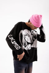 Anime Printed Black Knitwear Sweater Flaw-097-007-009