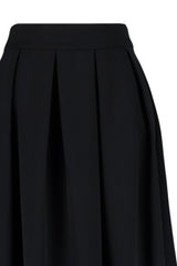 Black Pleated Woven Skirt Tctaw24ee00011