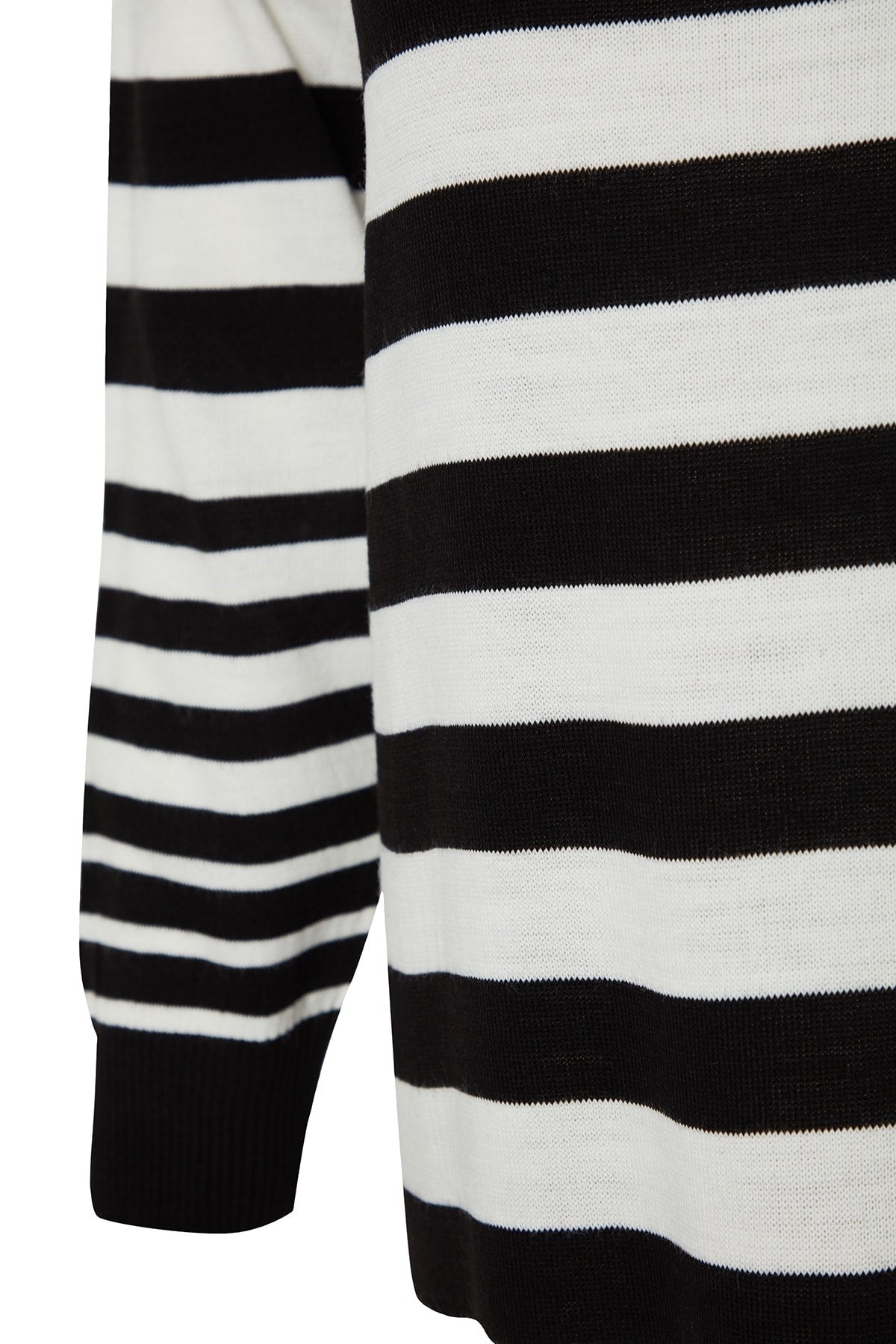 Black And White Striped Long Knitwear Dress Tctaw24eb00020