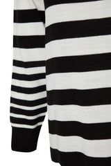 Black And White Striped Long Knitwear Dress Tctaw24eb00020