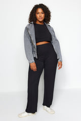 Black Wide Leg Knitted Pants Tbbss23ar00003