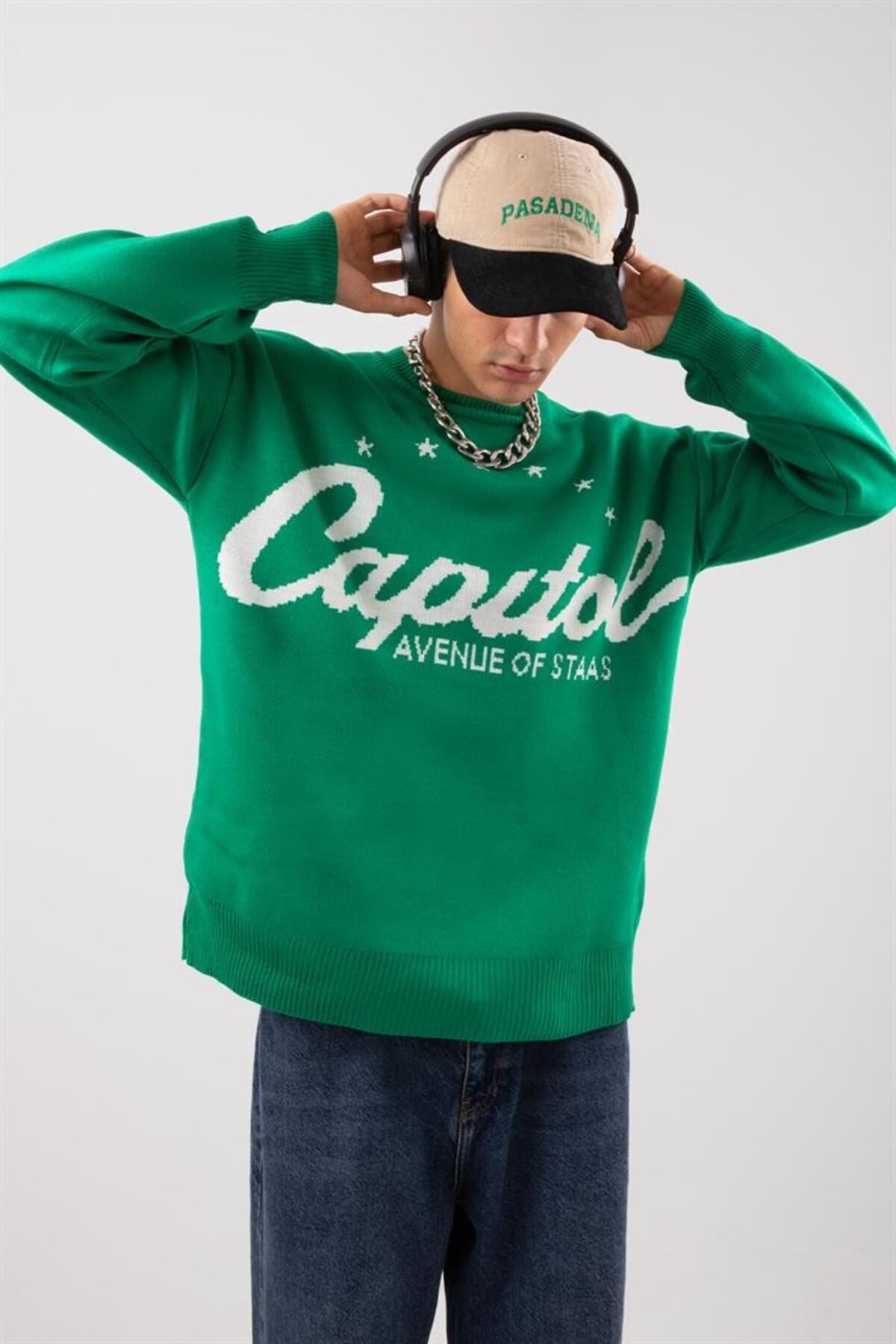 Capítol Stars Stitched Green Knitwear Sweater Flaw-097-007-003