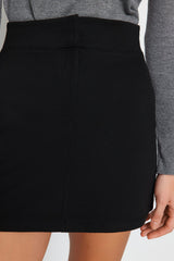 Black Interlock High Waist Zipper Mini Knit Skirt Twoaw24et00195