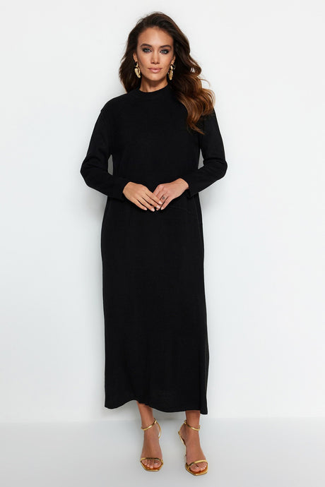 Black Stitching Detailed Knitwear Dress Tctaw24eb00000