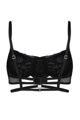 Black Lace Capless Baleen Bib Detailed Bra Thmaw24su00026