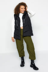 Black Hooded Quilted Vest Tbbaw24bh00002