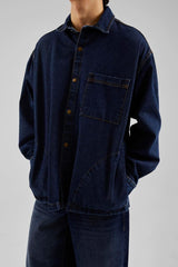 Dark Blue Denim Jacket With Stitching Detail With Front Pocket Flaw-134-022-001