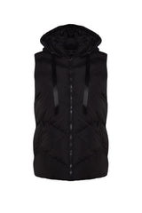 Black Hooded Quilted Vest Tbbaw24bh00002